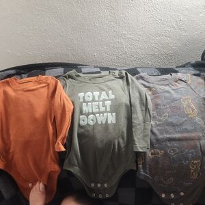 Garanimals Orange, Green, and Gray Bodysuits Set